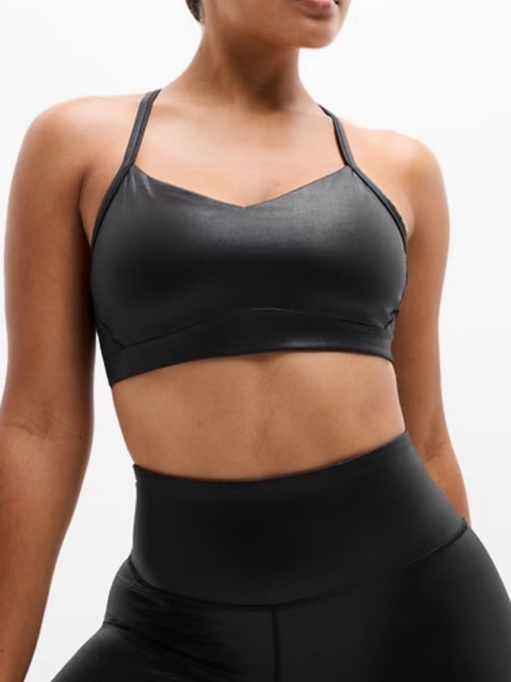 Athleta Black Matte Foil Racerback Bra